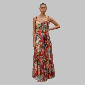 Alexis x Target Floral Cottage Feminine‎ Ruffle Spaghetti Strap Maxi Dress M
